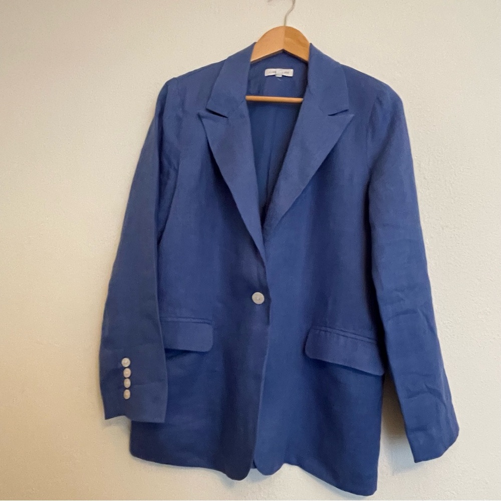 Little Lies Women’s Linen‎ Blazer Size S/M Blue Lined
